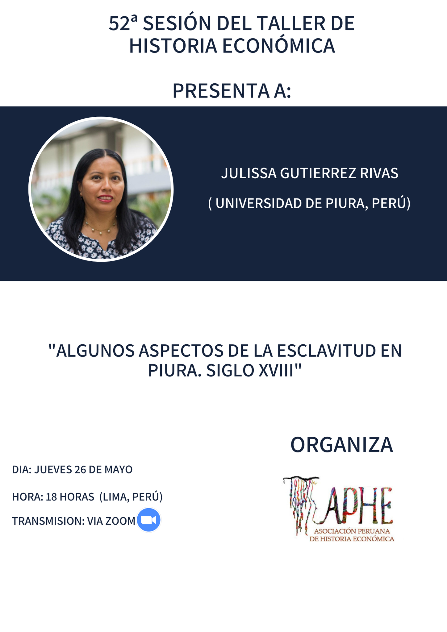 Afiche Taller 52 APHE Asociación Peruana de Historia Económica