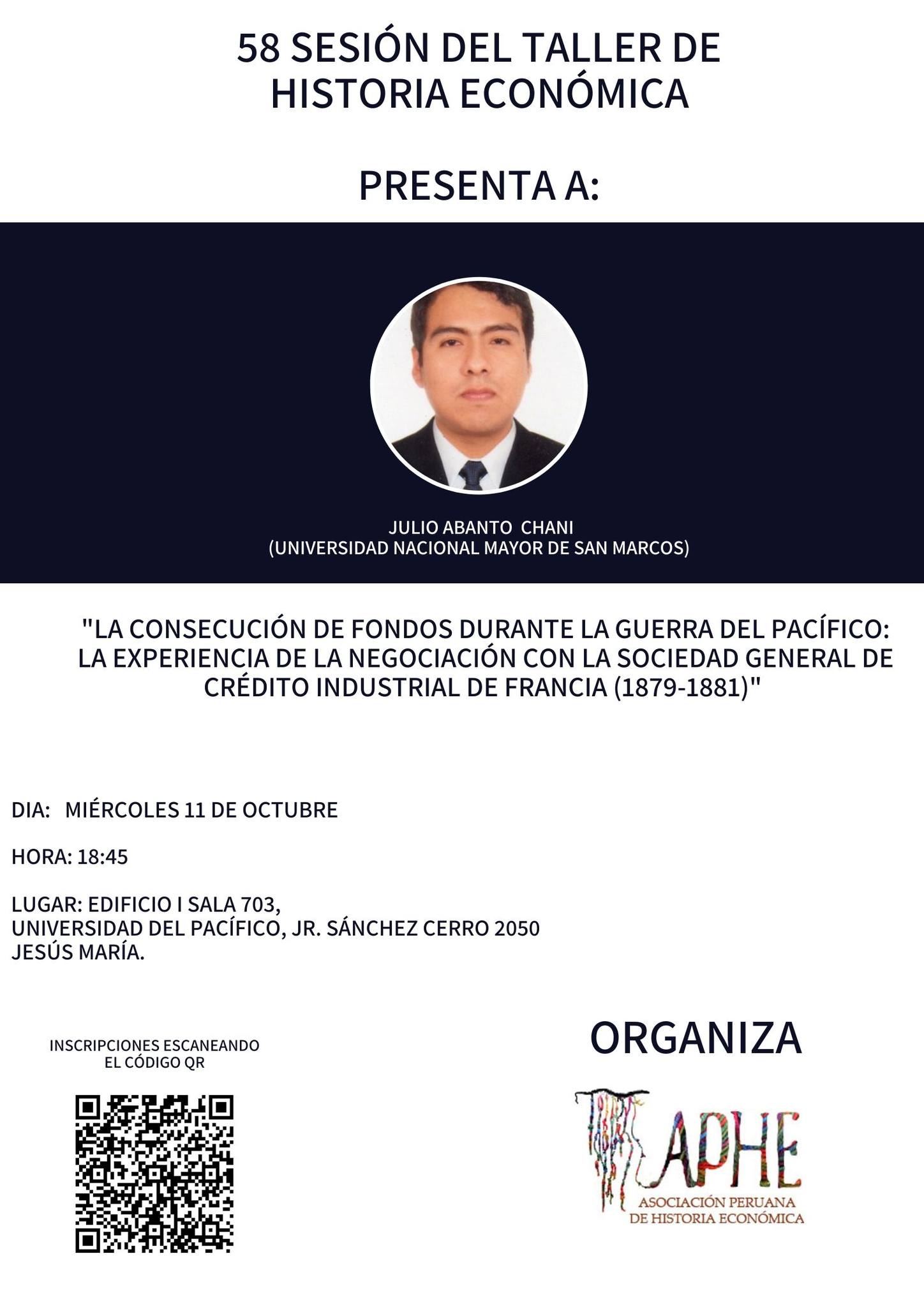 Afiche Taller 58 APHE Asociación Peruana de Historia Económica