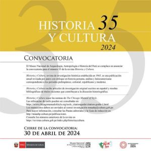 Lee más sobre el artículo CONVOCATORIA PARA ENVIÓ DE ARTÍCULOS EN LA REVISTA «HISTORIA Y CULTURA» 35 (2024)
