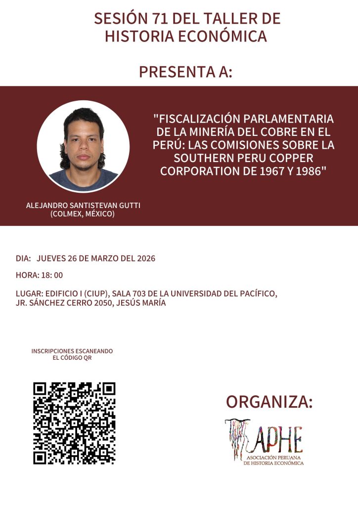 Sesión 71 del Taller de Historia Económica (26.03.2026)